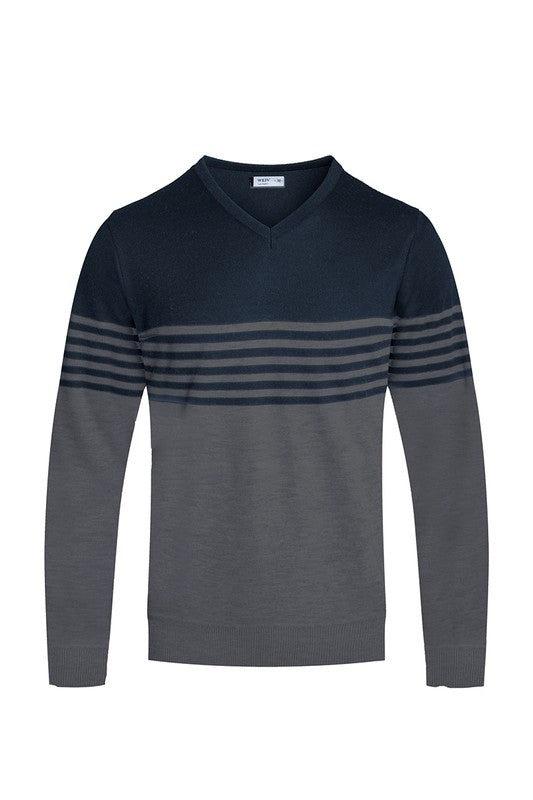 Mens Knit VNeck Pullover Sweater